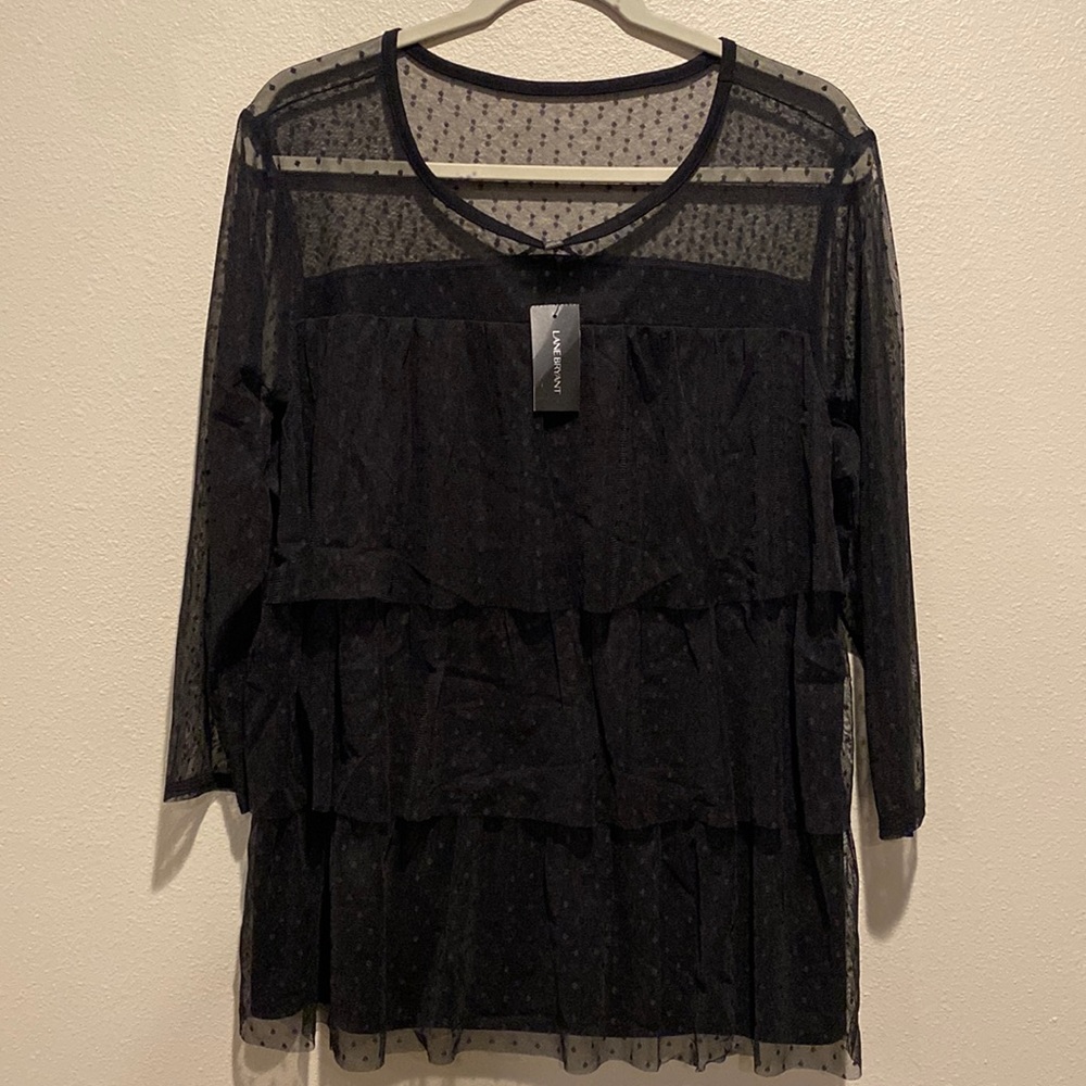 Lane Bryant sheer polka dot ruffled sheer blouse size: 18/20